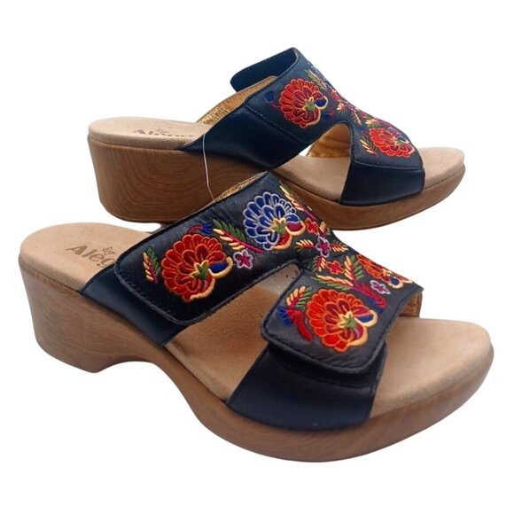 Alegria Womens Linn Blue Embroidered Floral Sandal LIN-601N Size 40 US 8-8.5 - Picture 4 of 13